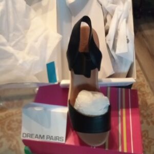 Dream Pairs Black Open Toe Wedge Sandals with Ankle Strap